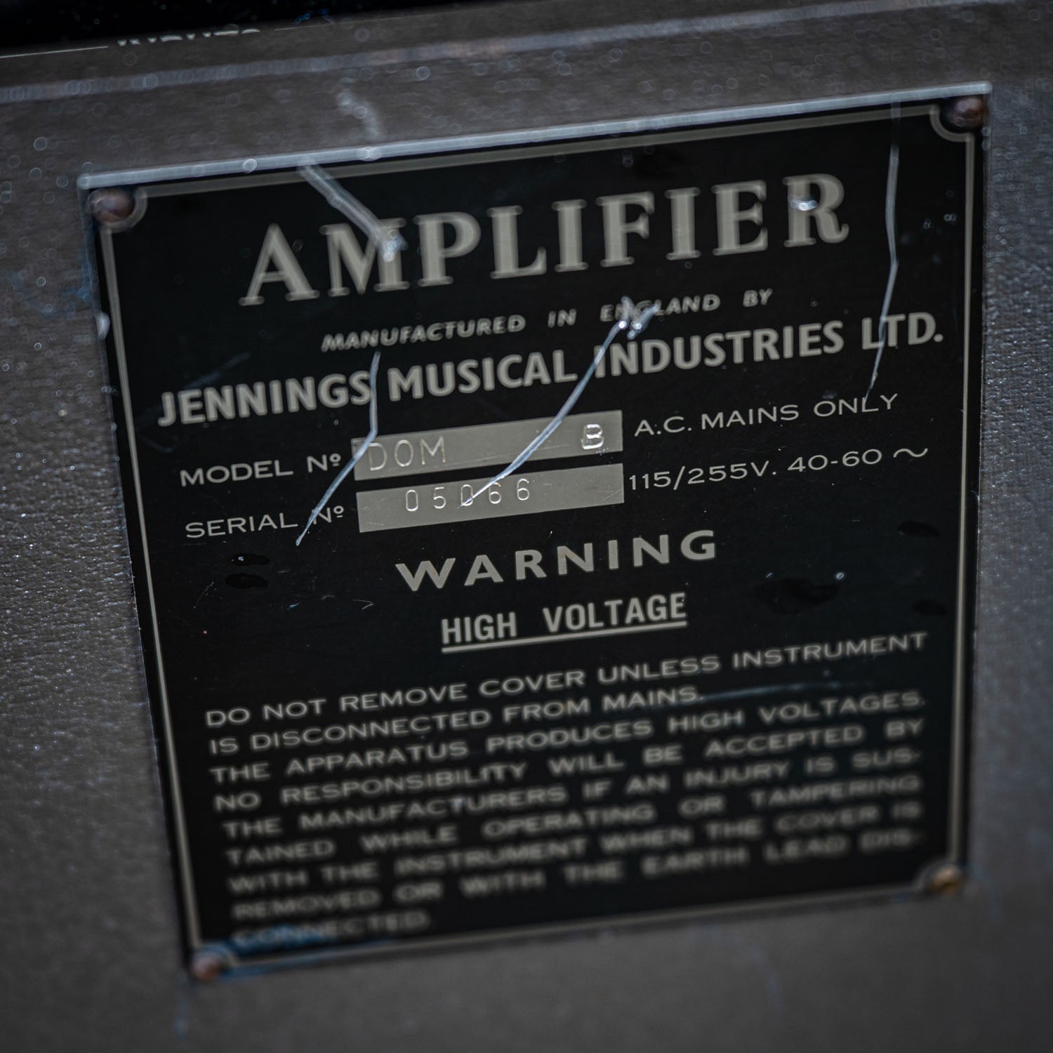 Vox JMI Jennings Domino Bass Head Black 1960