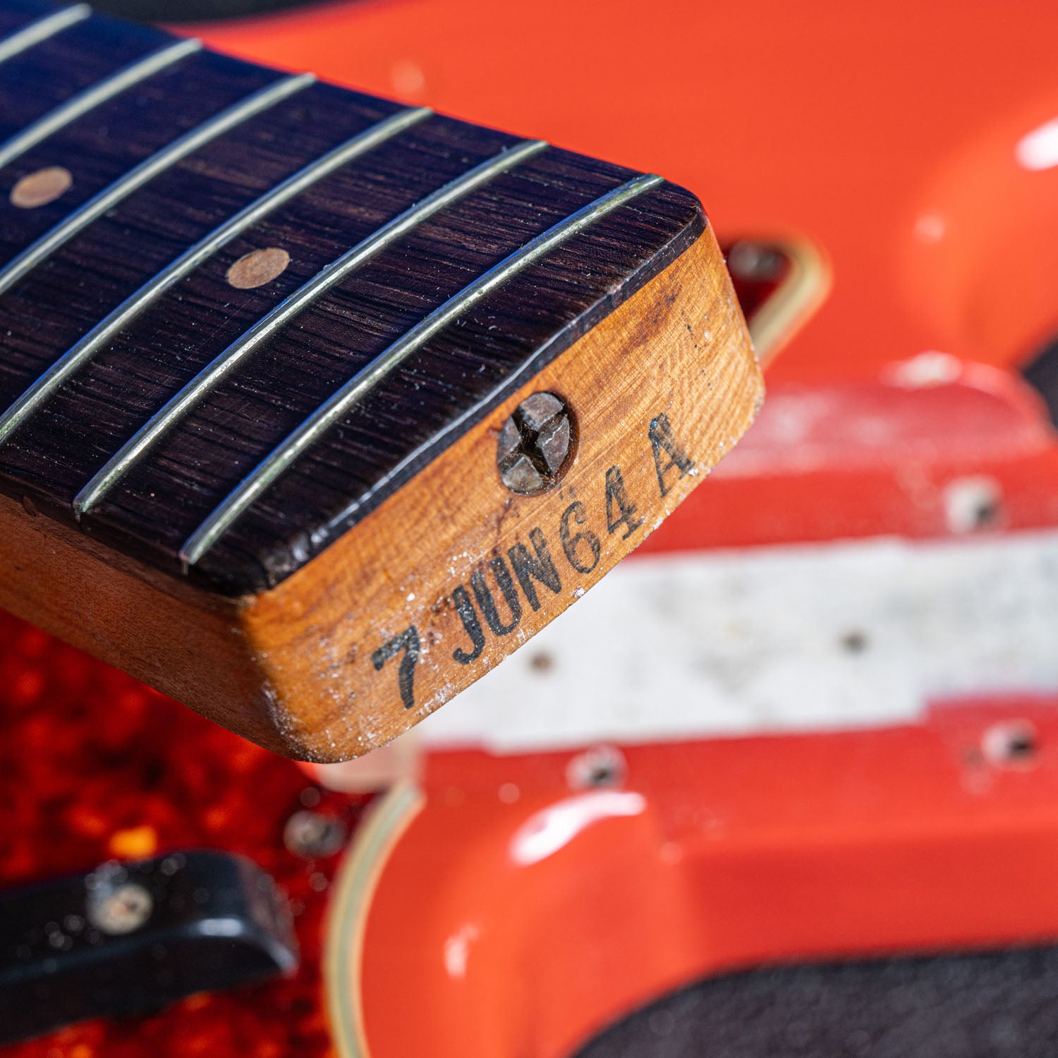 Fender Jazz Bass Matching Headstock Fiesta Red 1964