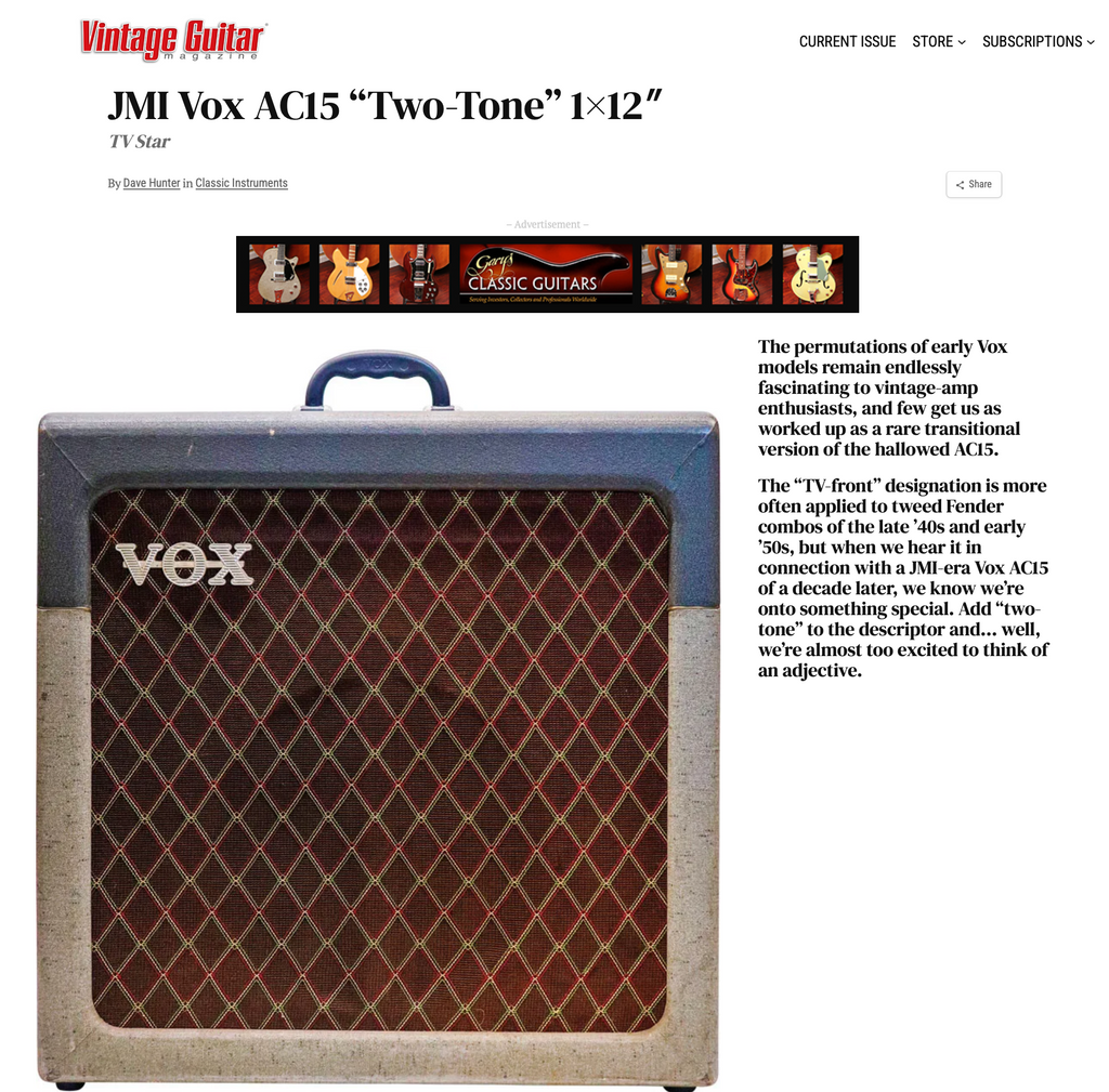 Vox AC15 Two-Tone SUPER RARE Blue/Cream 1960