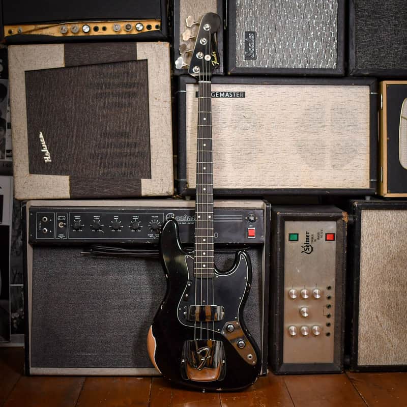 Fender Custom Shop Relic 1964 Reissue Jazz Bass with matching headstock Black 2024