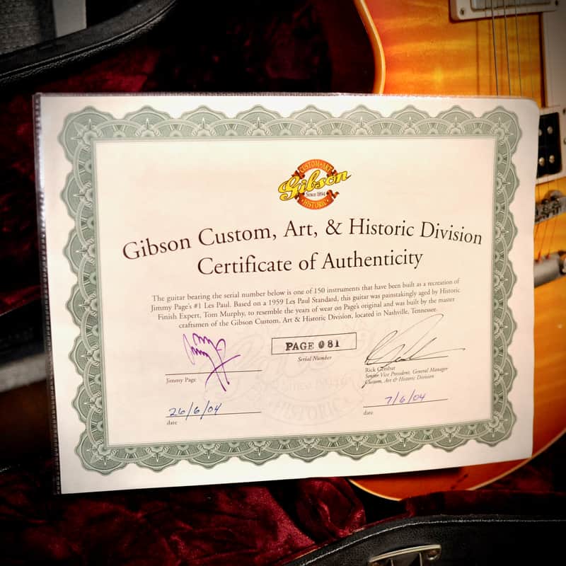 Gibson Custom Shop Jimmy Page Number 1 Aged 59 Reissue Les Paul Sunburst 2004