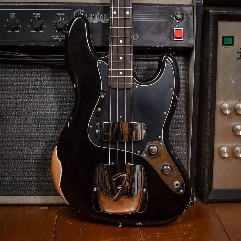 Fender Custom Shop Relic 1964 Reissue Jazz Bass with matching headstock Black 2024