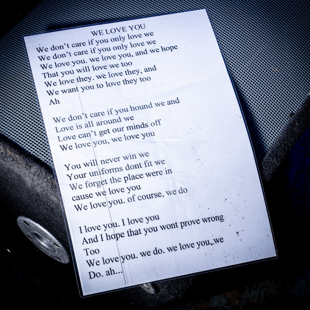 2000s Oasis We Love You A3 Laminated Lyrics