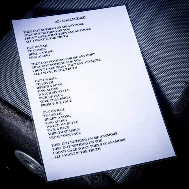 Oasis Ain't got Nothin' A3 Laminated Lyrics