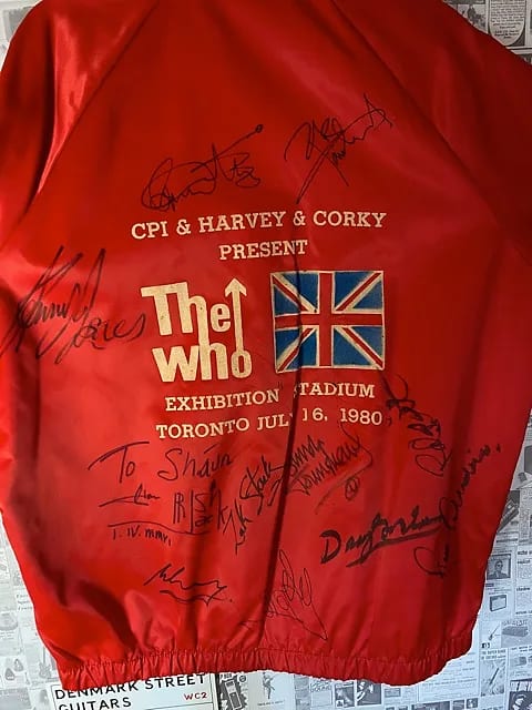 1980 The Who TOUR JACKET, 1980, HAND SIGNED, ROCK N ROLL