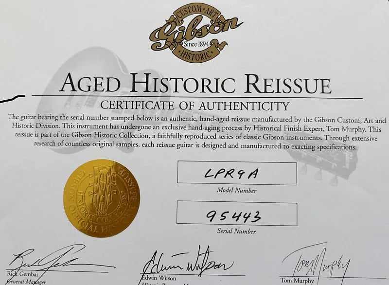 Gibson Murphy Aged Custom Shop '59 Les Paul Standard Historic Reissue 2005 - Sunburst