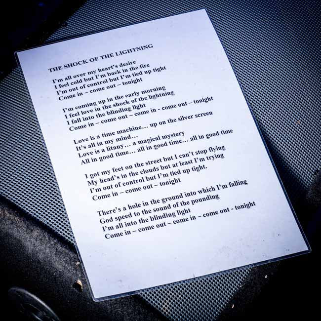 Oasis The Shock of the Lightning A3 Laminated Stage Lyrics