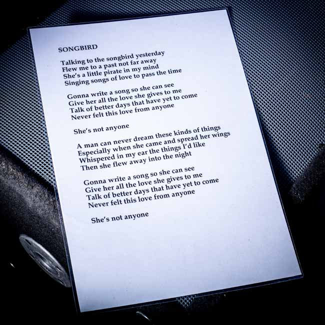 2000s Oasis Songbird A3 Laminated Stage Lyrics