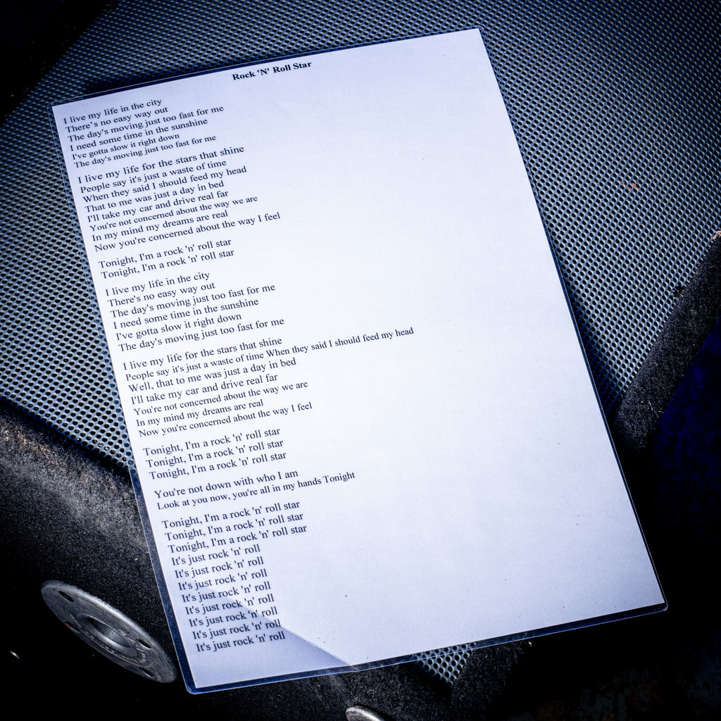 2000s Oasis Rock 'n' Roll Star A3 Laminated Lyrics