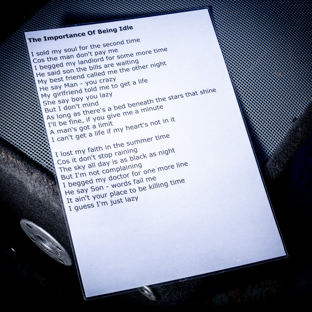 2000s Oasis The Importance of being idle A3 Laminated Lyrics
