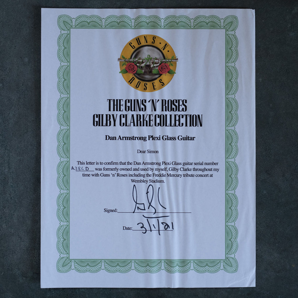 1971 Dan Armstrong Plexi Lucite Guitar Ex Gilby Clarke GUNS 'N' ROSES