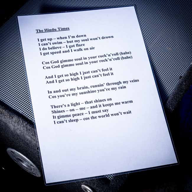 Oasis The Hindu Times A3 Laminated Lyrics