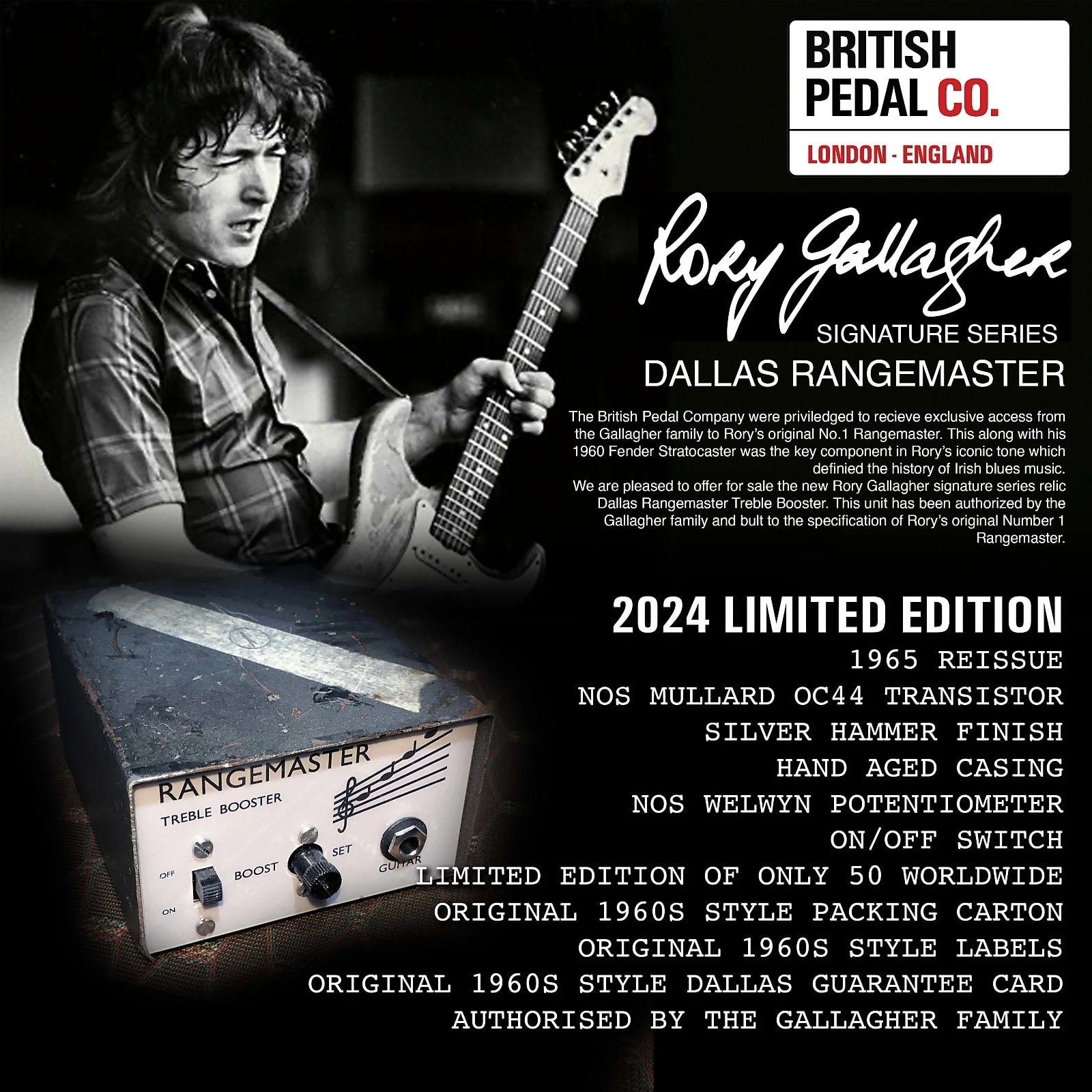 2024 British Pedal Company Rory Gallagher Relic Rangemaster