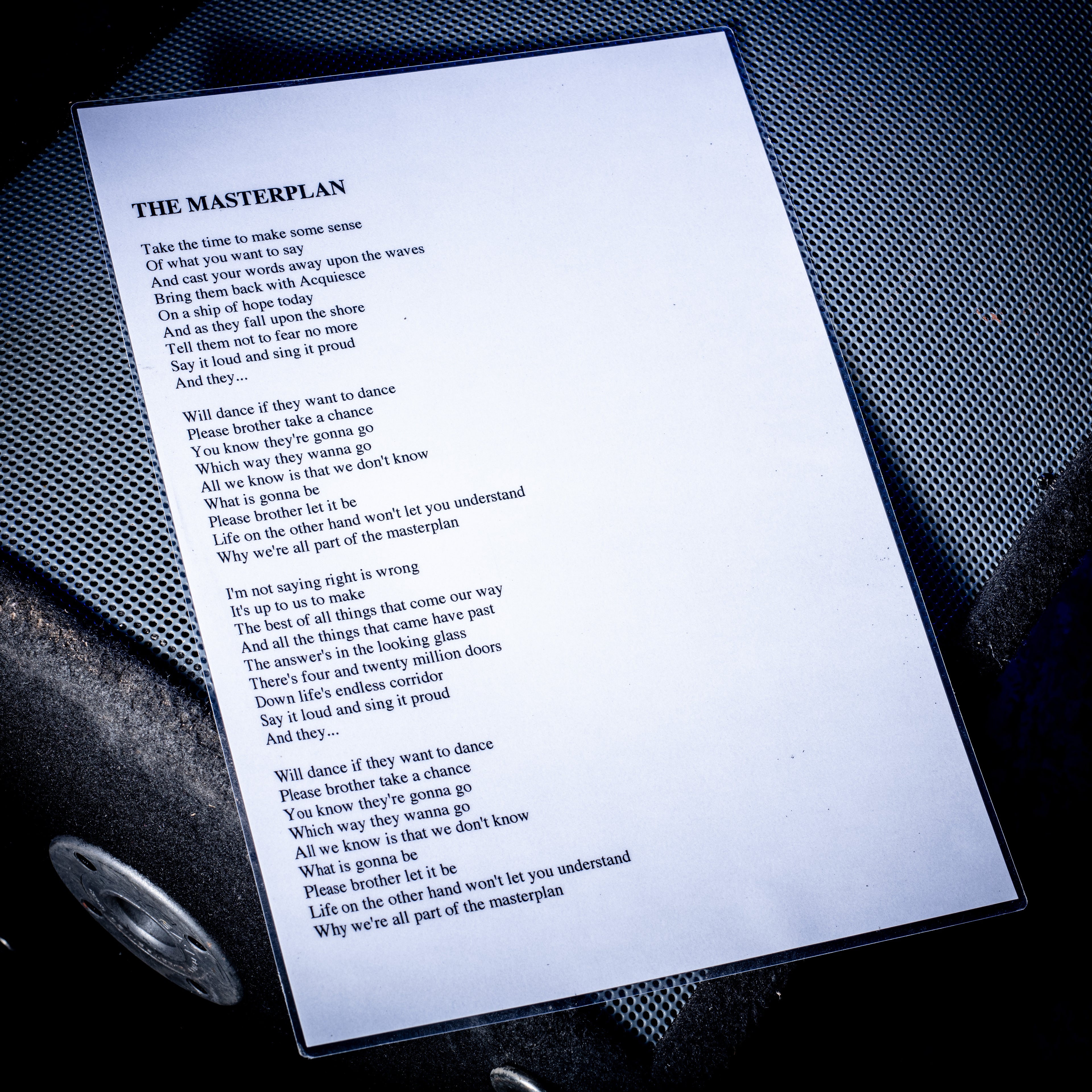 2000s Oasis The Masterplan A3 Laminated lyrics