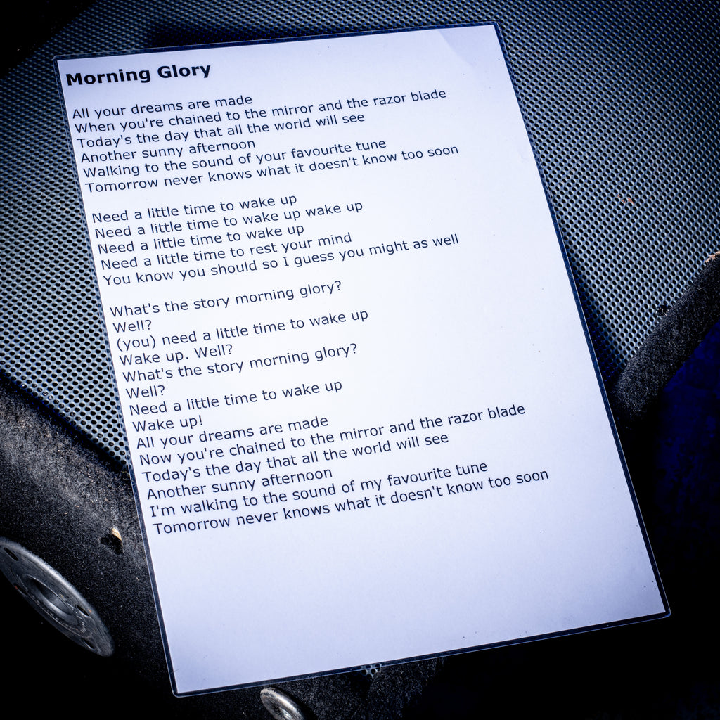 2000s Oasis Morning Glory A3 Laminated Stage Lyrics