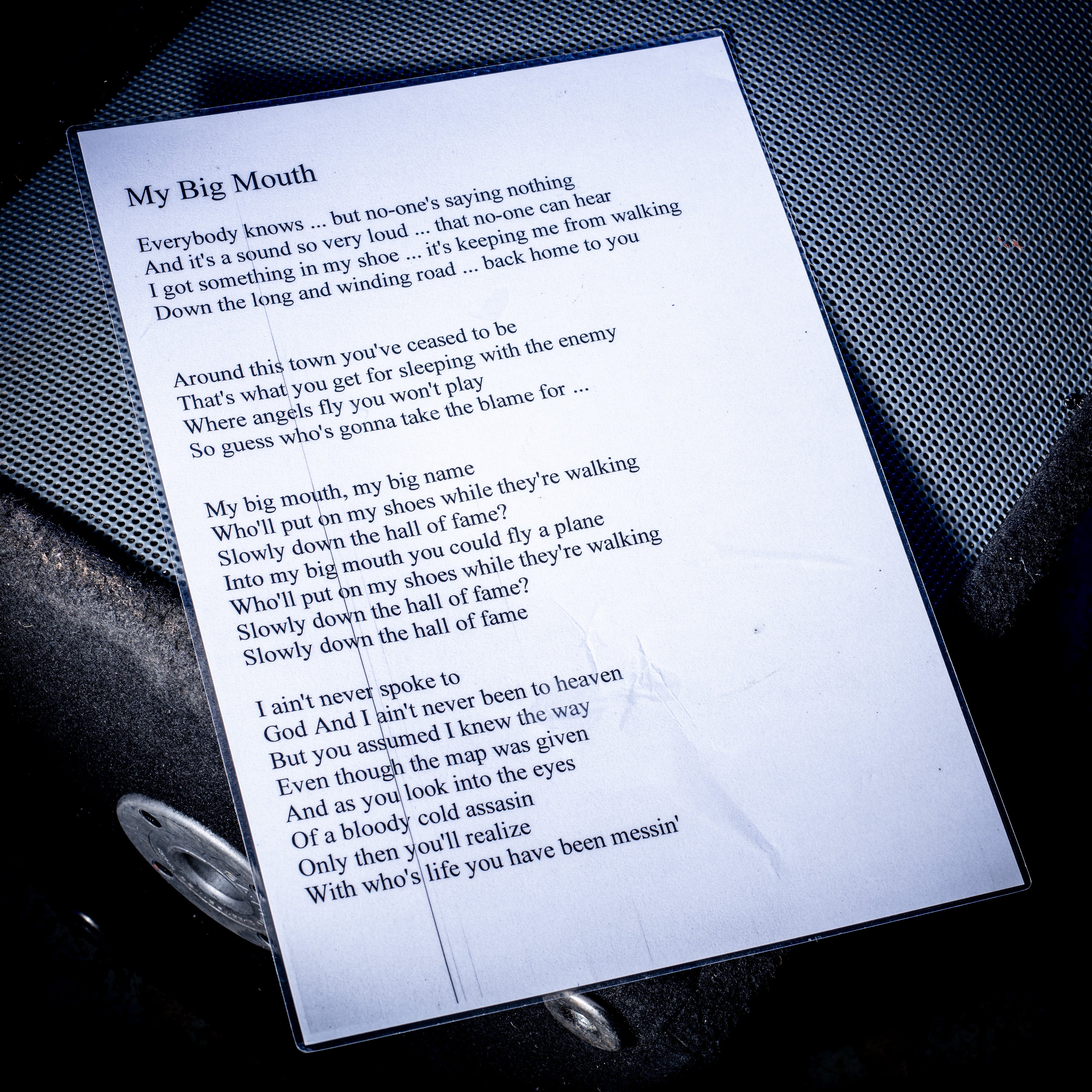 2000s Oasis My Big Mouth A3 Laminated Lyrics